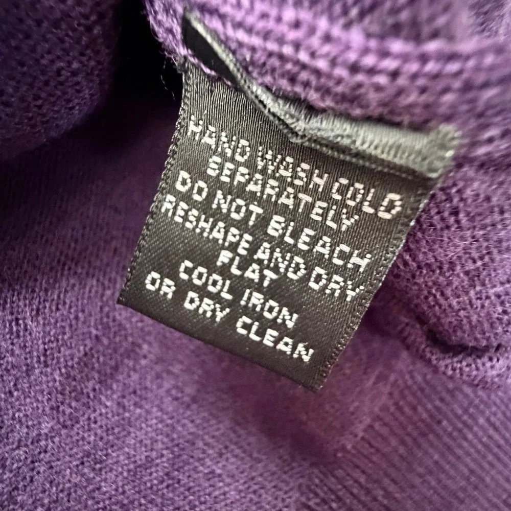 Saks Fifth Avenue Mens XL‎ 100% Merino Wool Quarter Zip Sweater Purple Italy